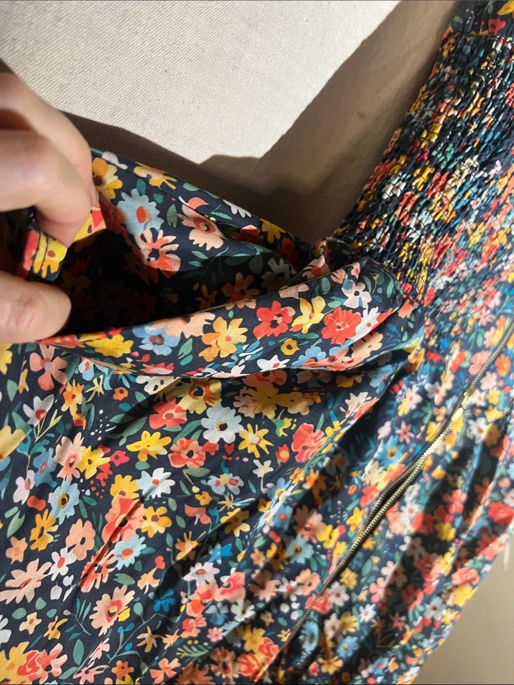 Anthropologie Navy Floral Midi Dress with Multicolor Blossoms NWOT L - Picture 9 of 13